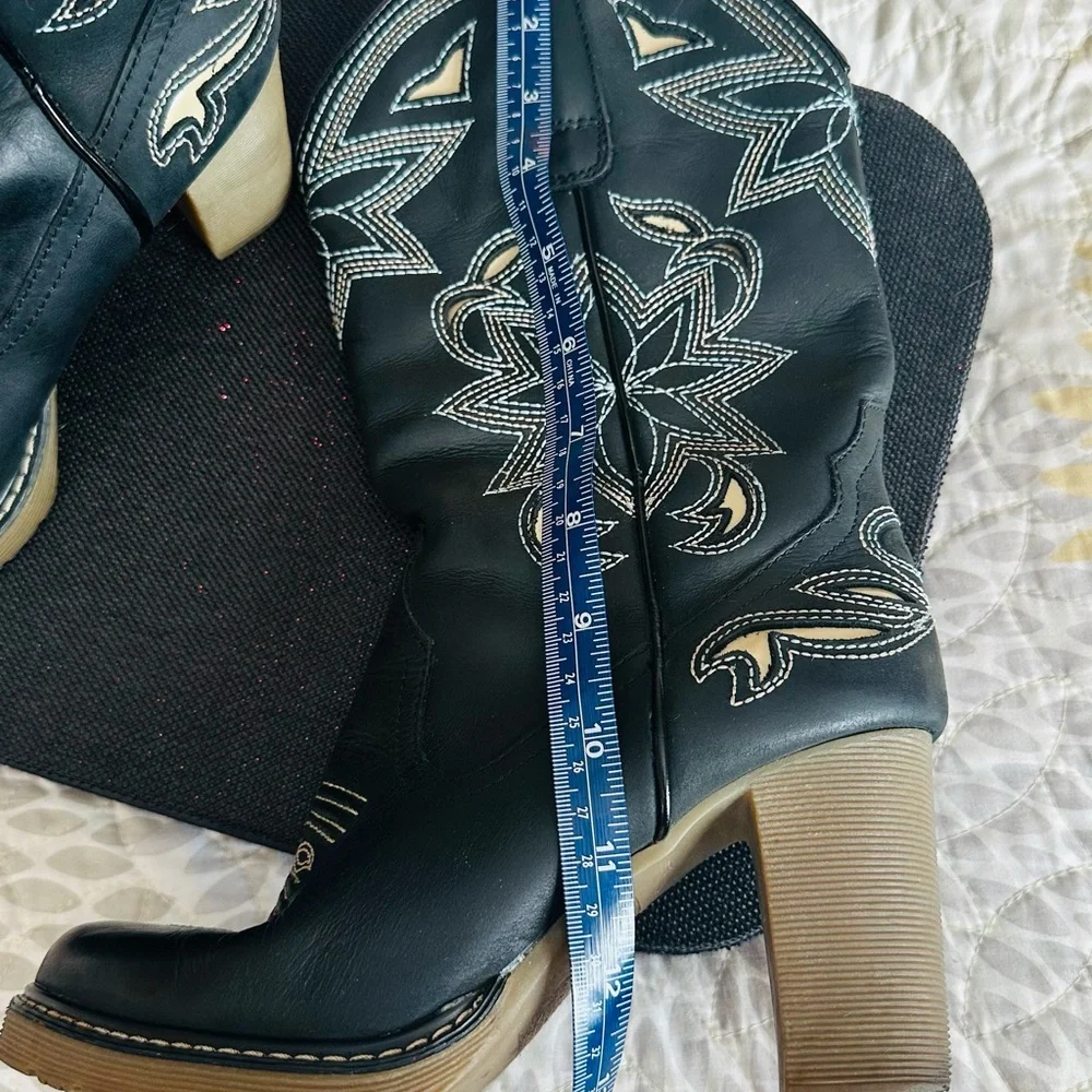 Roper Cowgirl Boots Women’s 6.5 Black Leather Heeled Western Embroidered - Picture 6 of 17